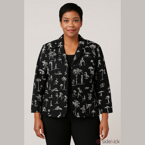 Nancy Bolen City Girl Graphic Jacket Fully Lined Black and White, Size 12